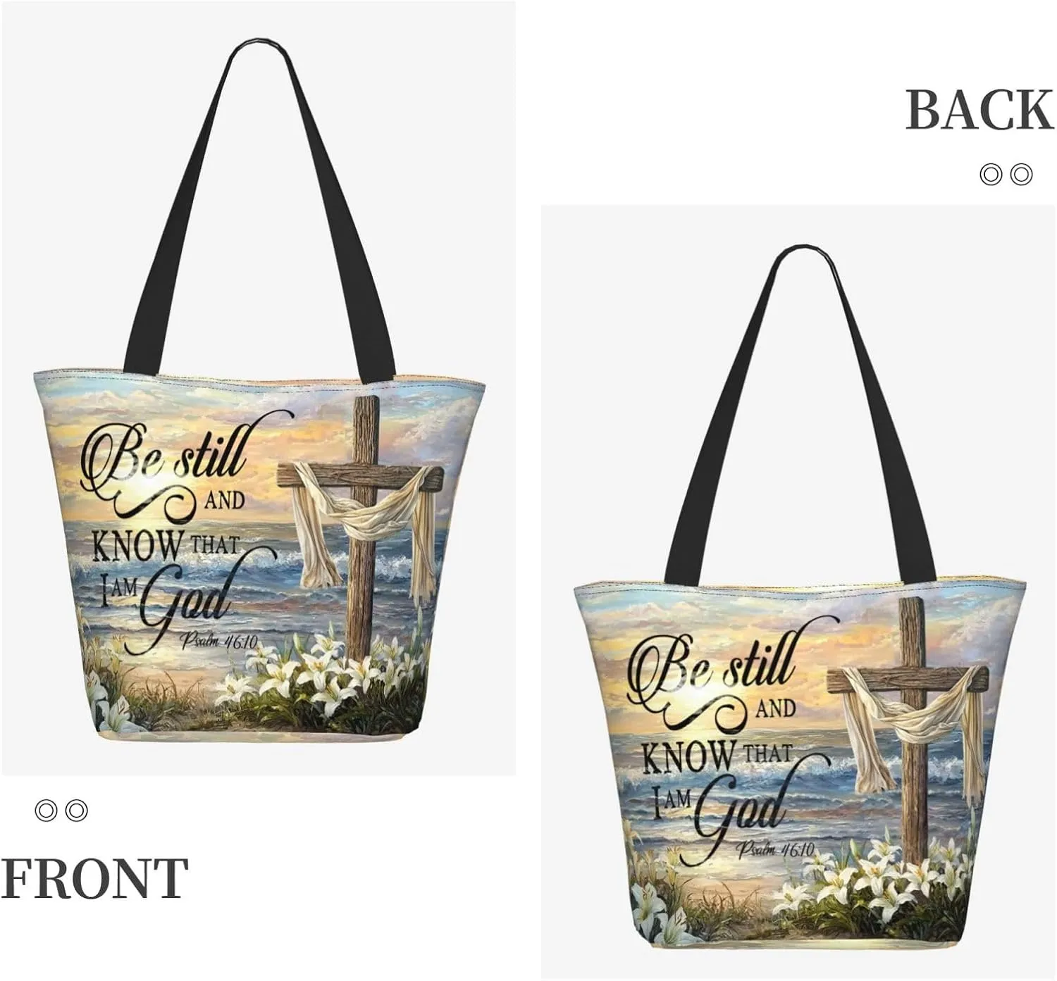 Bible Tote Bag for Women, Inspirational Scripture Christian Large Capacity Reusable Grocery Bags