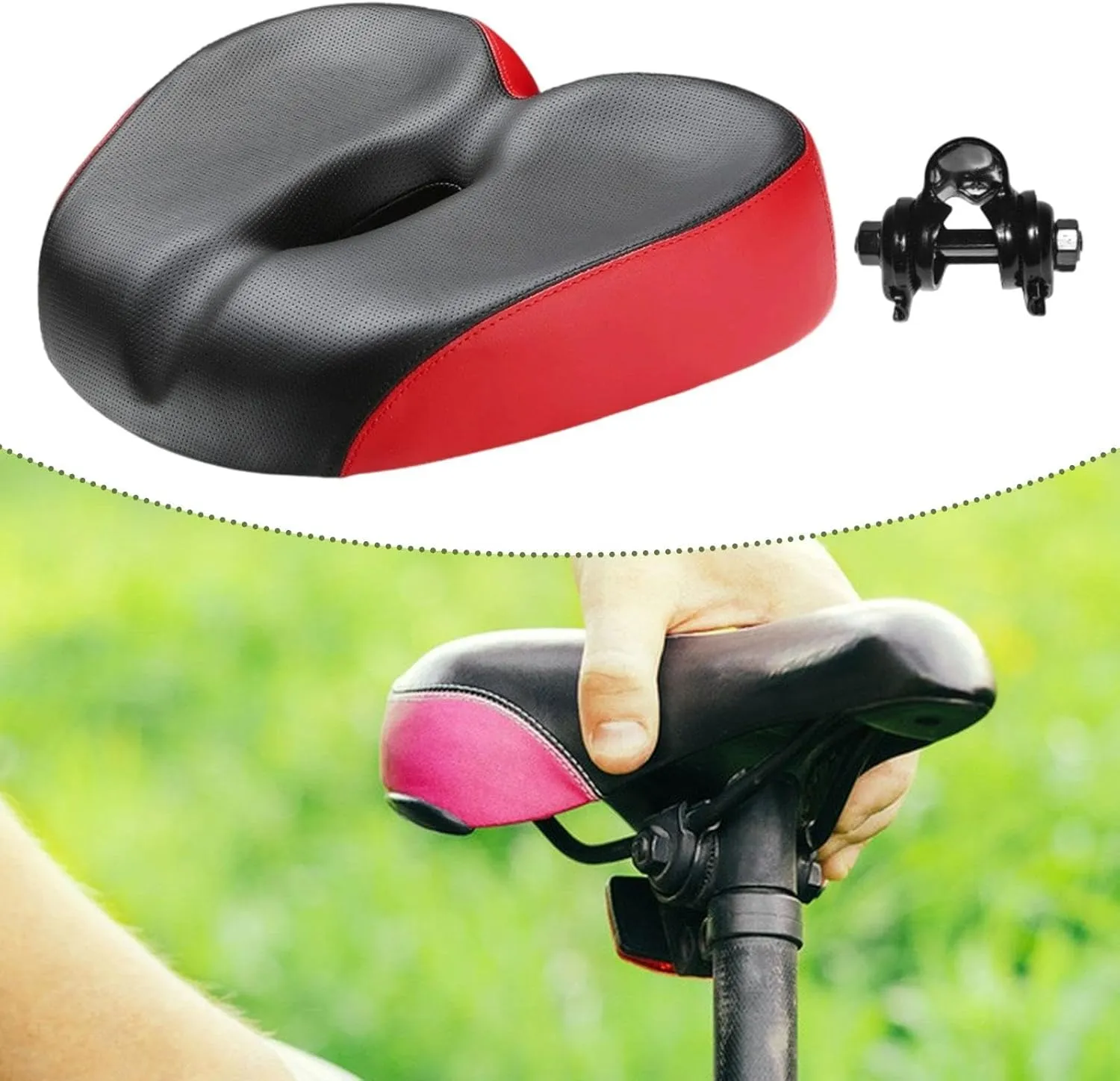Bicycle Saddle Shock Absorbing Comfortable PU Leather Widen Thicken Mountain Bike Replacement Biking Bike Seat Soft Cushion
