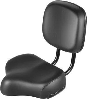 Bicycle Saddle, Wide Comfort Electric Tricycle Bike Bicycle Saddle Seat Pad with Back Rest,Adjustable Height,High Elasticity Sponge, for Ebike, Tricycle, and Big Bikes (Black)