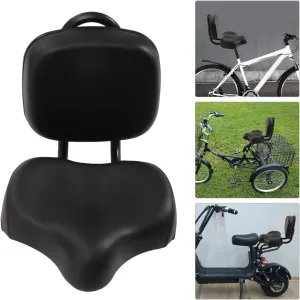 Bike Seat, Universal Tricycle Mountain Bike Electric Vehicle Saddle Seat Pad with Back Rest Bicycle Saddle Soft Seat Adjustable Backrest Replacement for Various Tricycles, Ebicycles