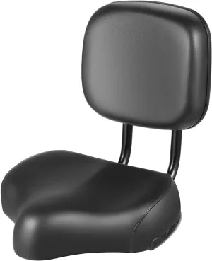 Bike Seat with Back Support, Universal Replacement Bicycle Saddle Seat, Adjustable Height Leather Saddle Pad for eBike, Tricycle, and Big Bikes (11 * 9.44 * 2.75inch)