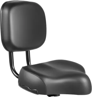 Bike Seat with Backrest, Comfortable Exercise Bike Seat Cushion Replacement, Comfortable Ergonomic Design for Men and Women - Adjustable Height Leather Saddle Pad for eBike, Tricycle, and Big Bikes
