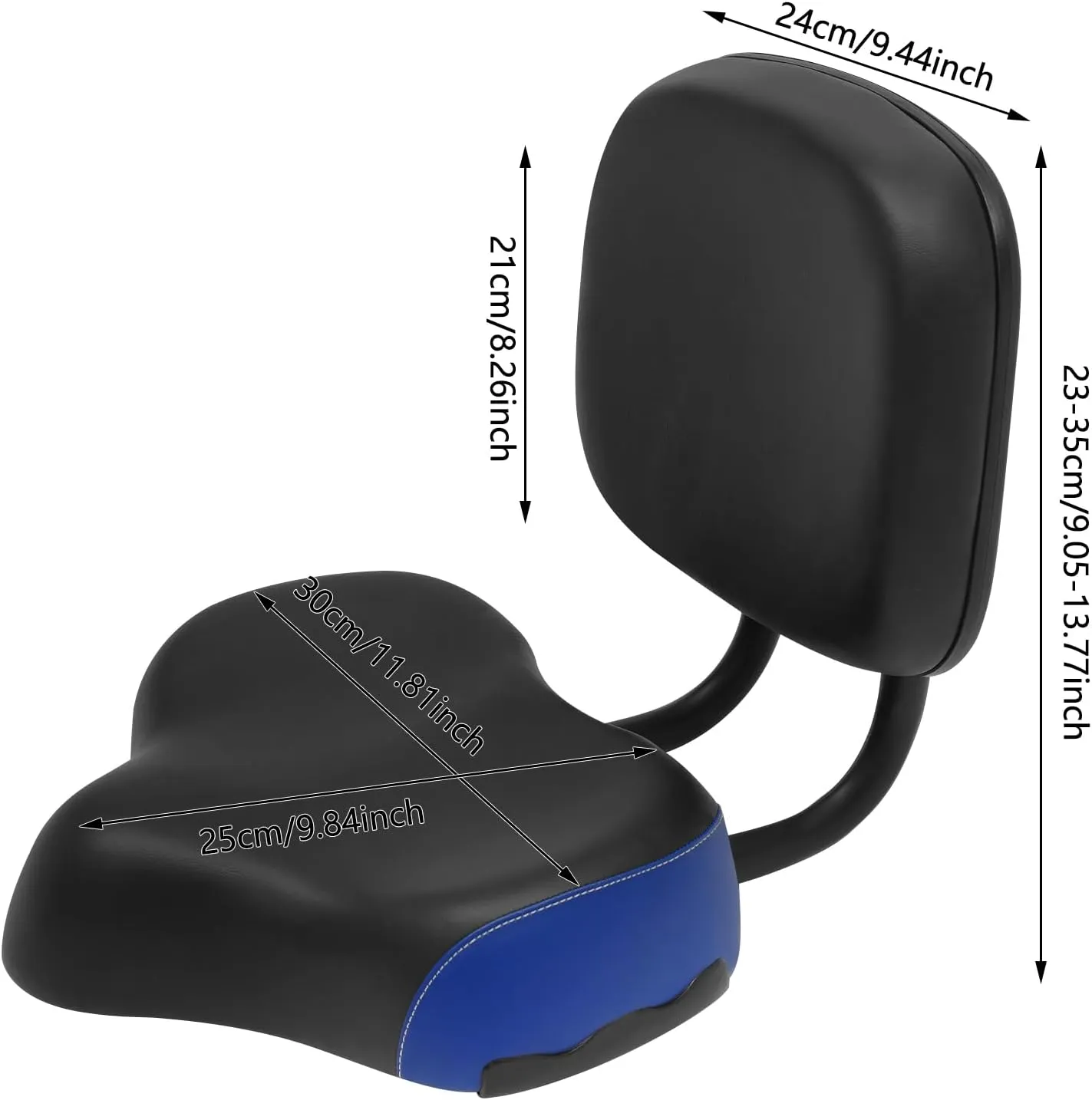 Bike Seat with Backrest, Wide Large Soft Comfortable Tricycle Bicycle Bike Saddle Seat Pad,Bike Seats for Women Comfort, Adjustable Back Height(11-15in), for Tricycle Or Electric Vehicle