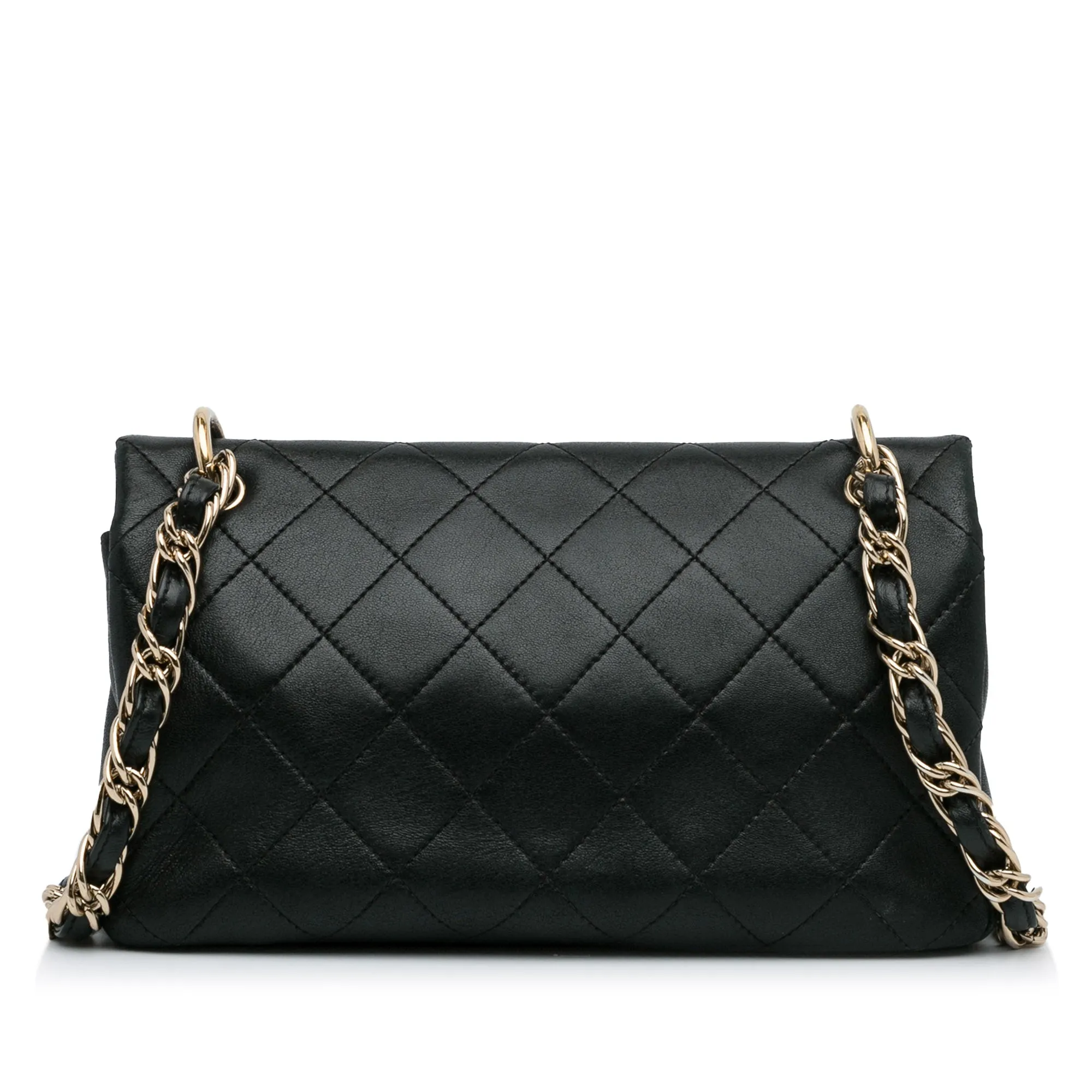 Black Chanel Large Lambskin Twist Chain Enamel CC Flap Crossbody Bag