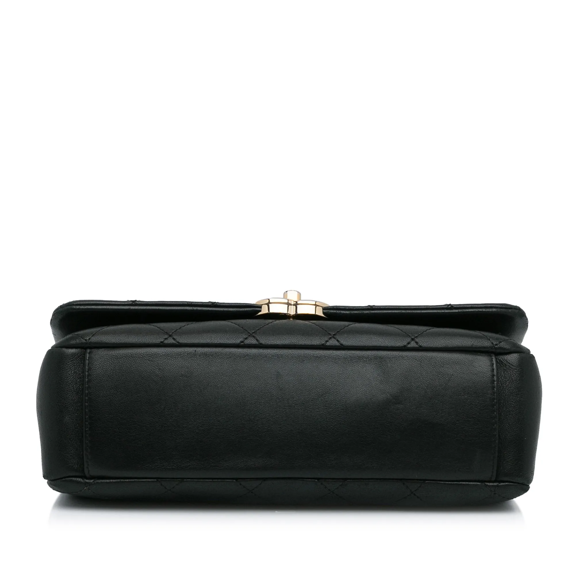 Black Chanel Large Lambskin Twist Chain Enamel CC Flap Crossbody Bag