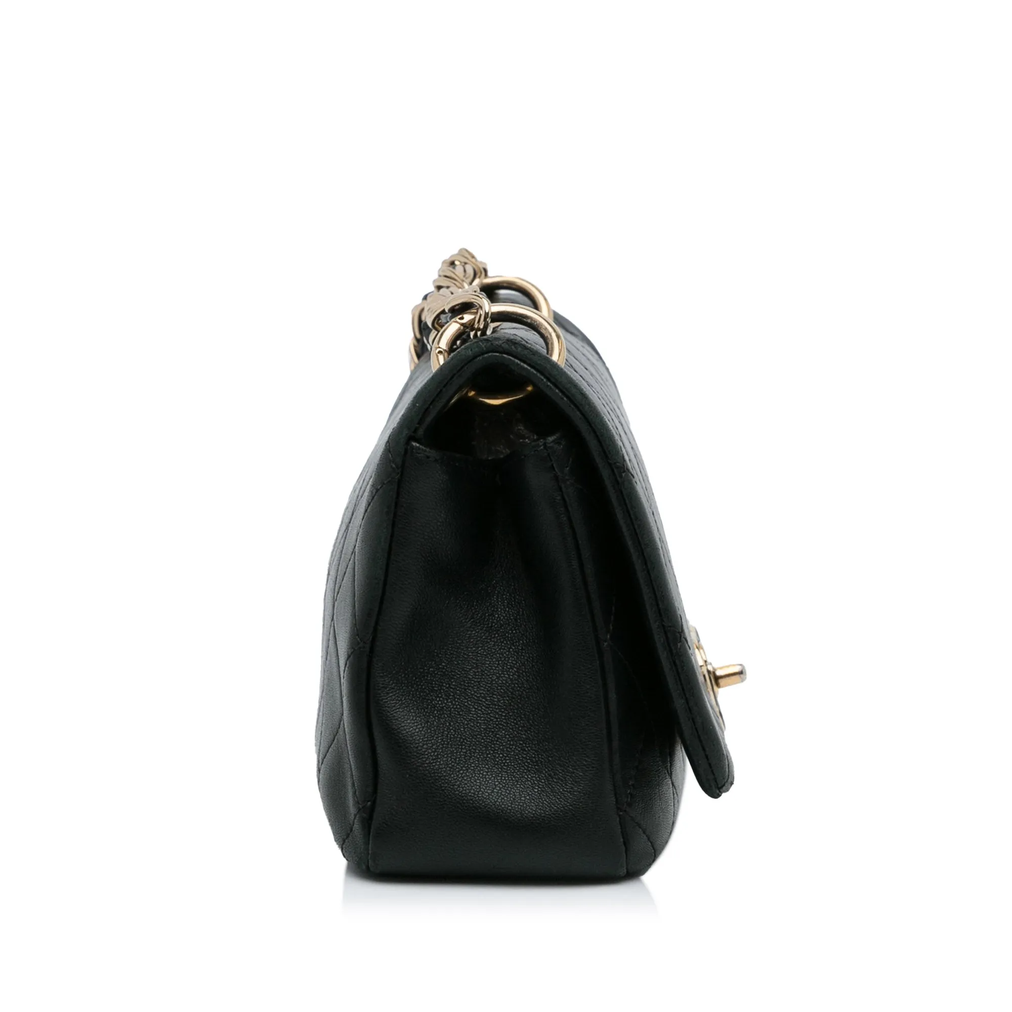 Black Chanel Large Lambskin Twist Chain Enamel CC Flap Crossbody Bag