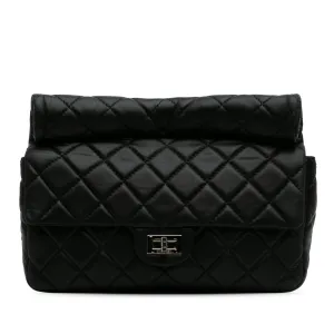 Black Chanel Reissue 2.55 Metallic Lambskin Roll Clutch