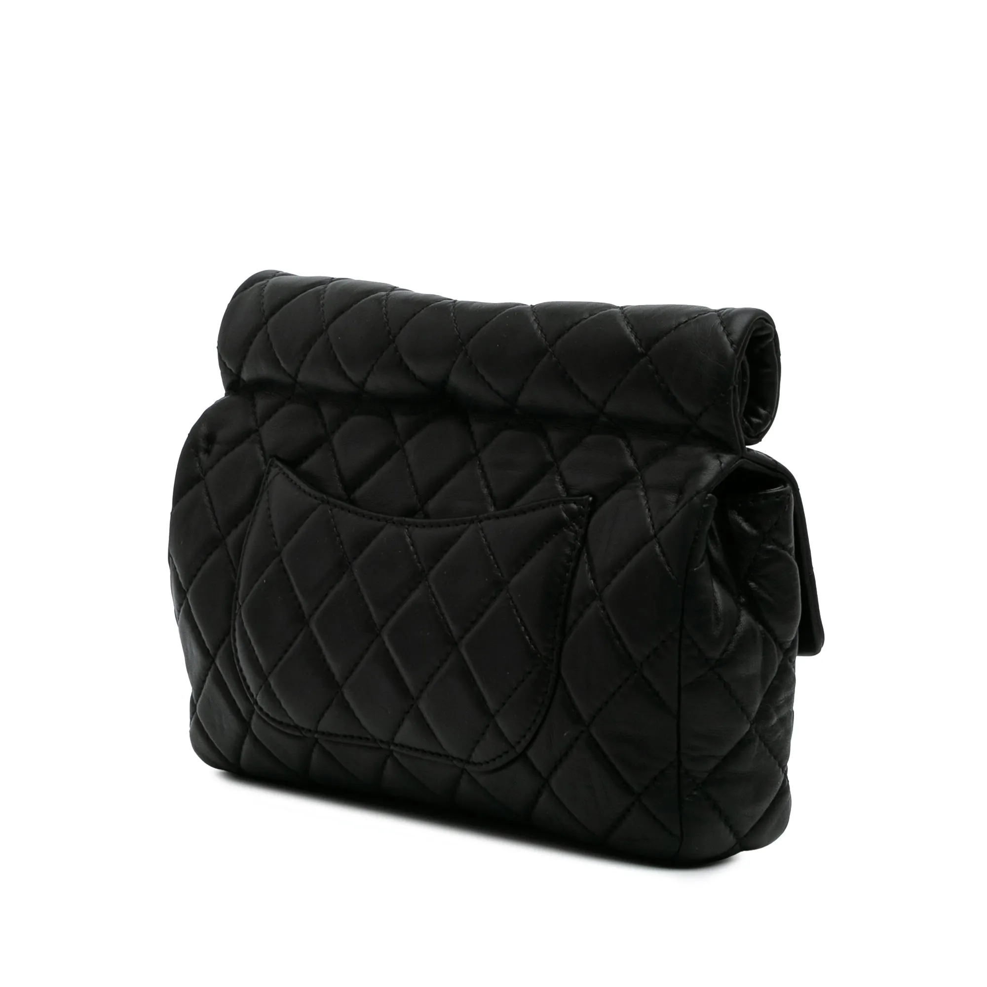 Black Chanel Reissue 2.55 Metallic Lambskin Roll Clutch