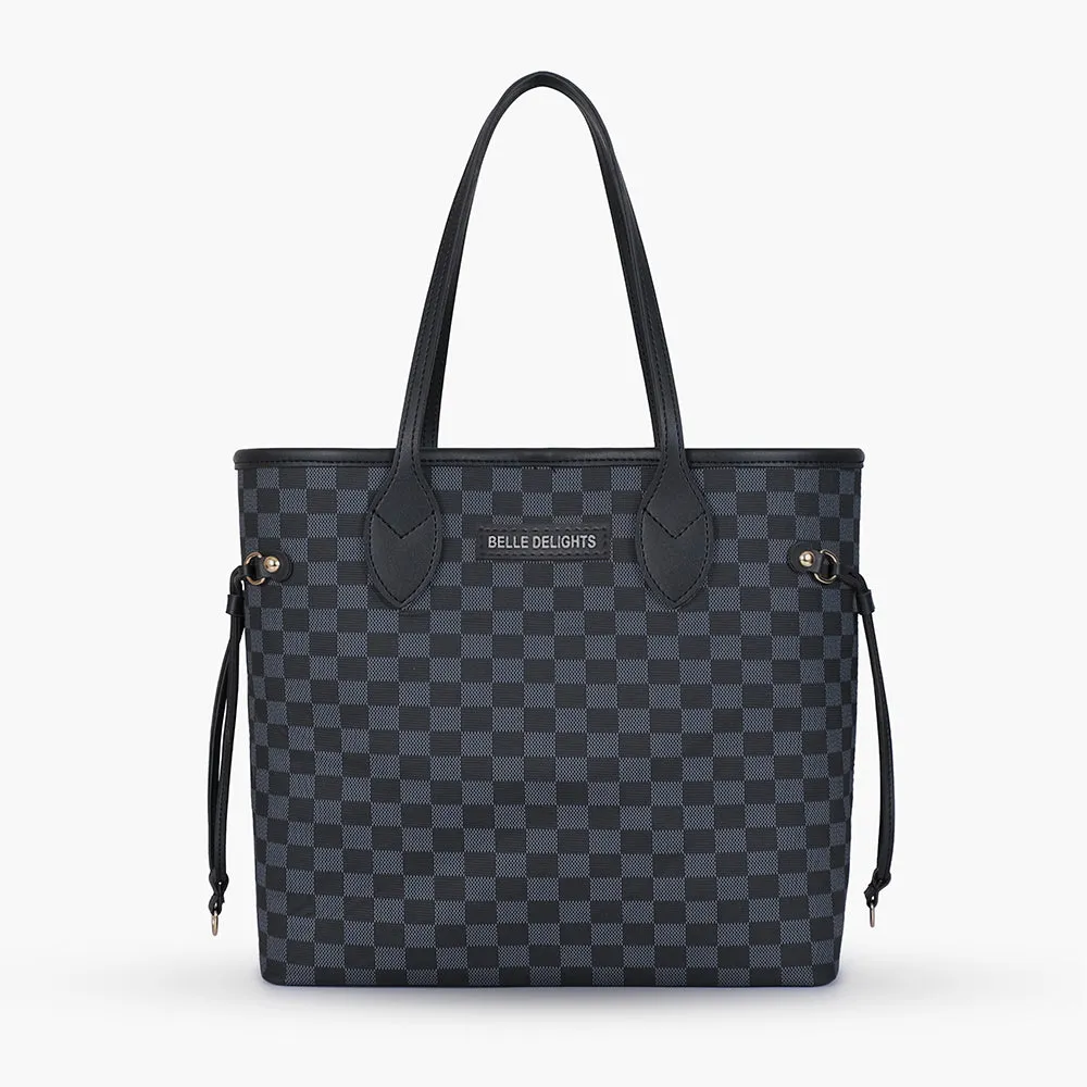Black checkered neverfull tote bag (Zip Closure)
