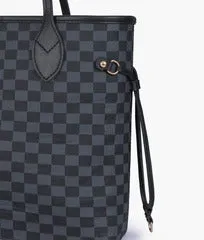 Black checkered neverfull tote bag (Zip Closure)