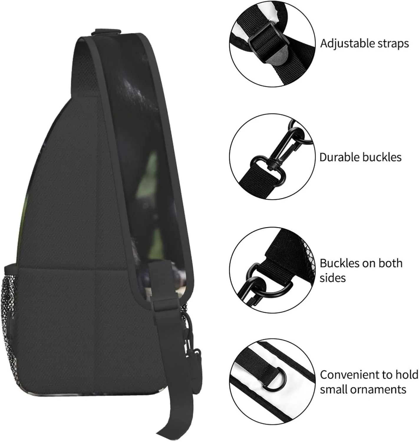 Black Gibbon Monkey Unisex Casual Diagonal Chest Bag,Multipurpose Crossbody Shoulder Bag Travel Hiking Daypack