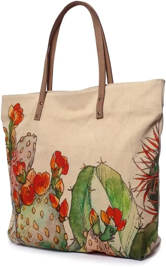 Blooming Cacti - Wristlet Wallets for Women, Crossbody Sling Bags, Tote Bag, Book Bag, 100% Cotton Canvas