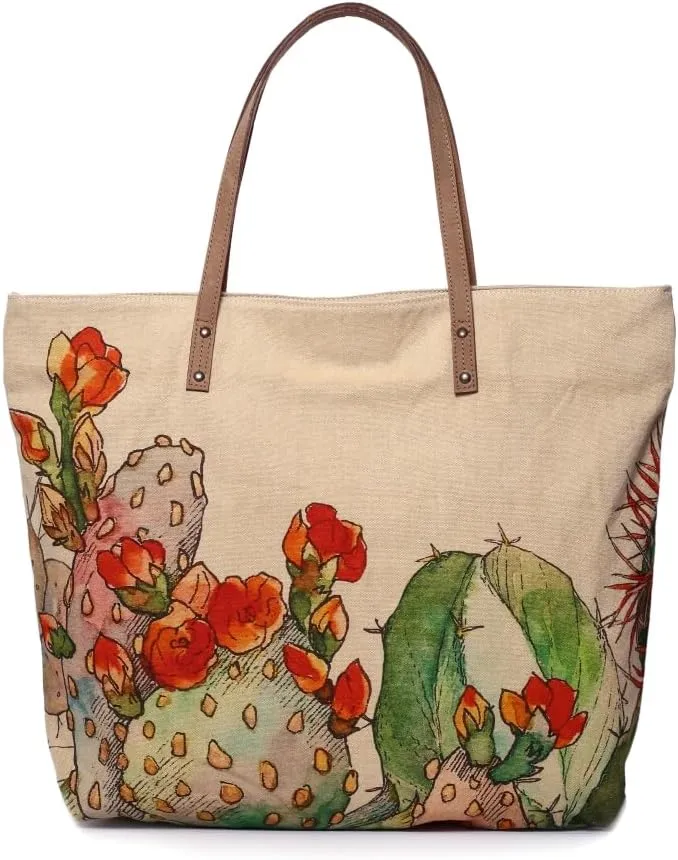Blooming Cacti - Wristlet Wallets for Women, Crossbody Sling Bags, Tote Bag, Book Bag, 100% Cotton Canvas