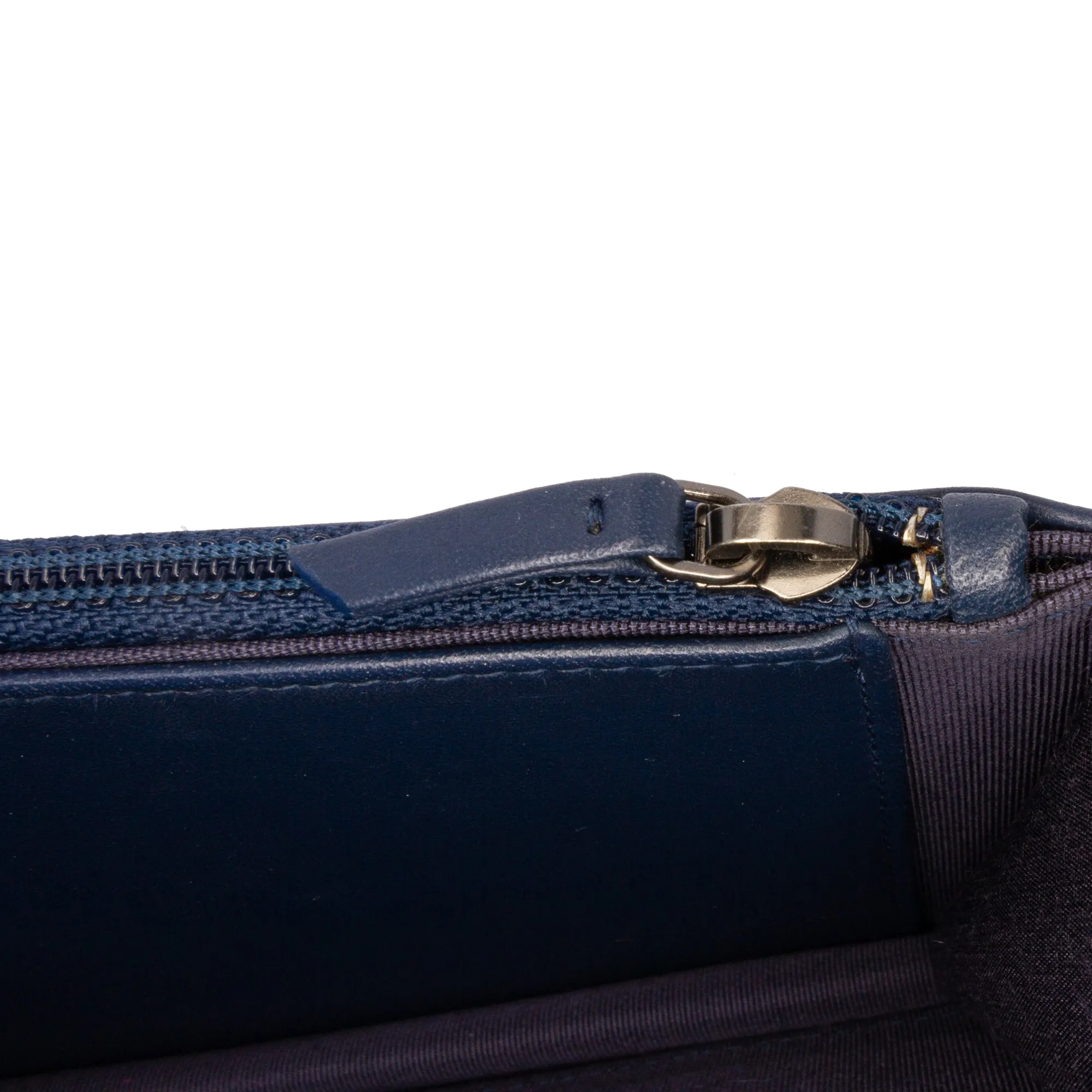 Blue Chanel Quilted Aged Calfskin Gabrielle Wallet On Chain Crossbody Bag