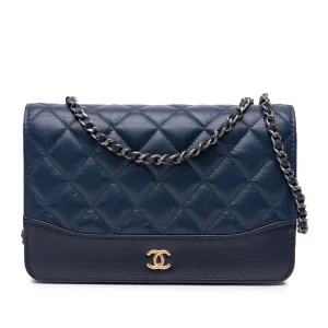 Blue Chanel Quilted Aged Calfskin Gabrielle Wallet On Chain Crossbody Bag
