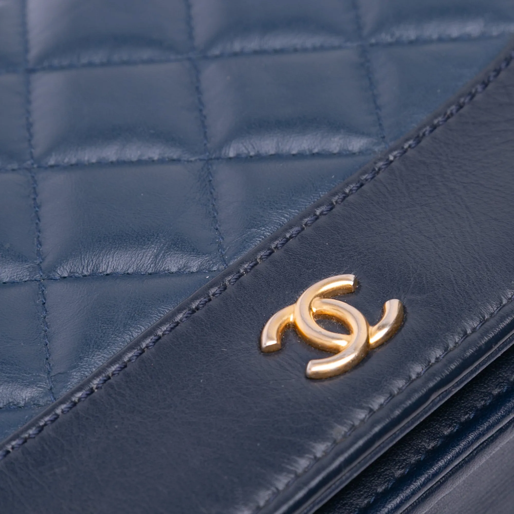 Blue Chanel Quilted Aged Calfskin Gabrielle Wallet On Chain Crossbody Bag