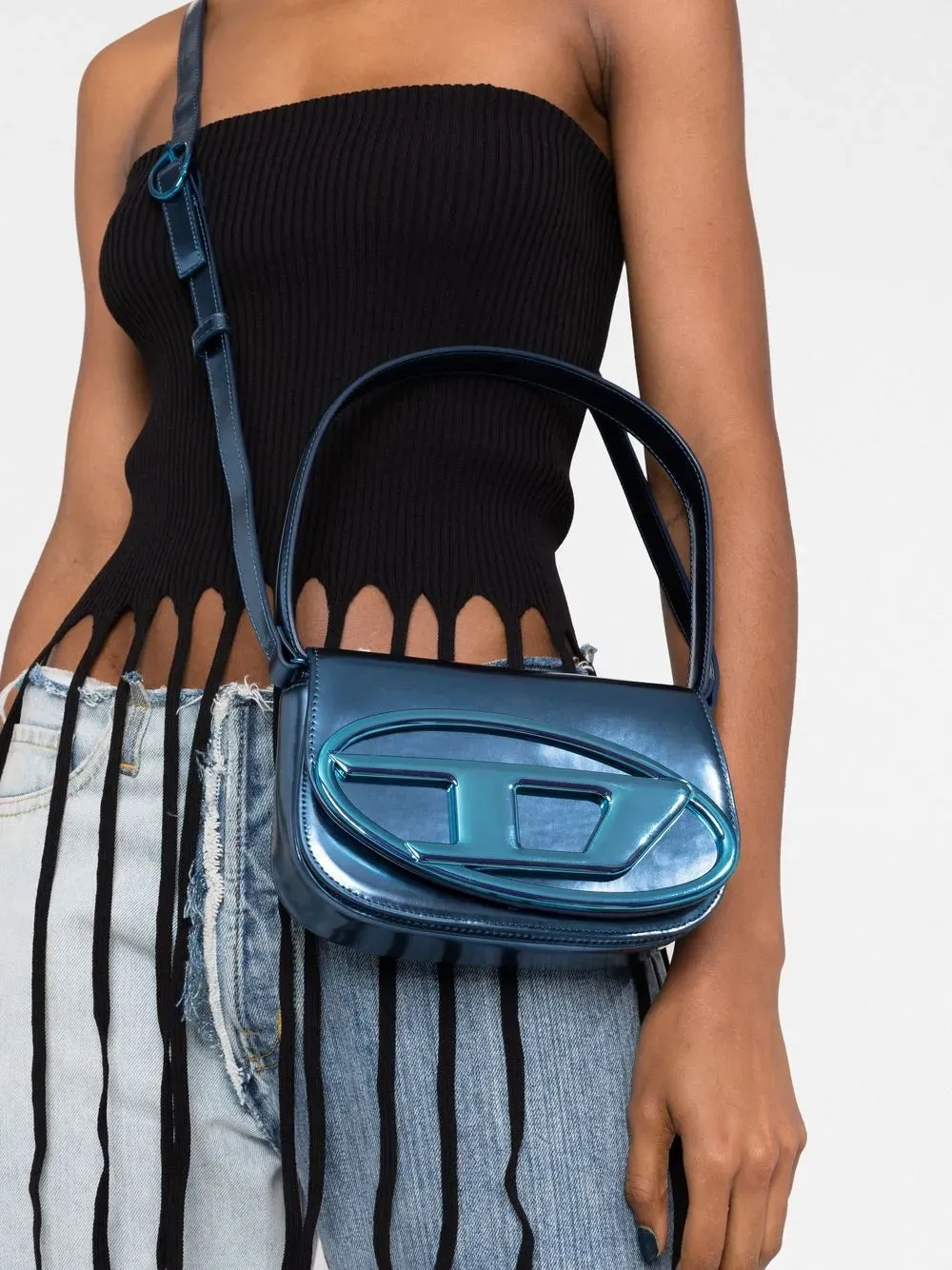 Blue Mirrored Effect Leather Bag 1DR