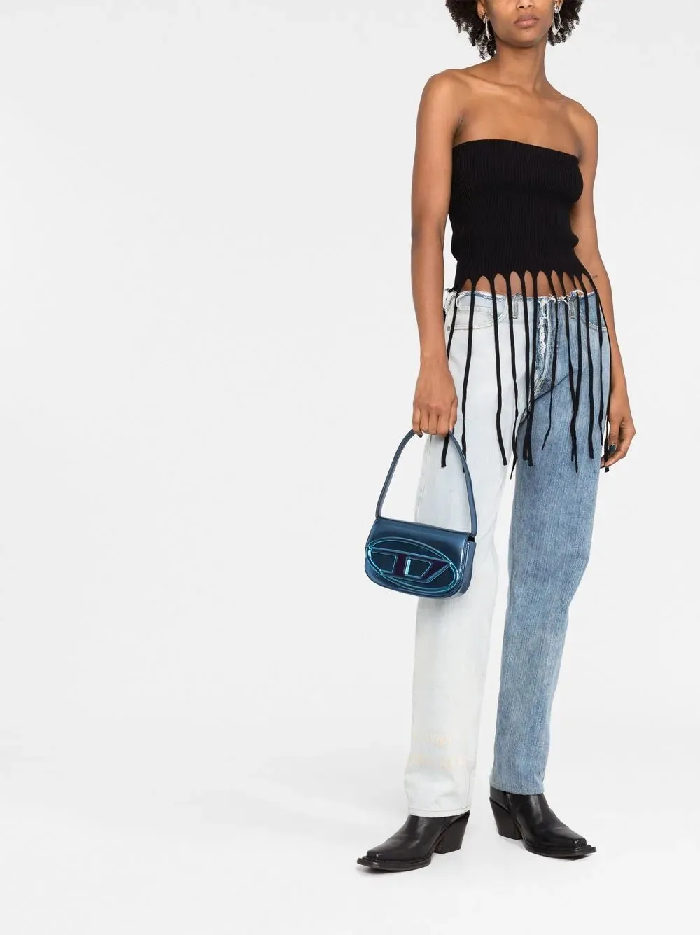 Blue Mirrored Effect Leather Bag 1DR