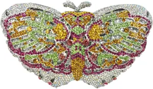 Boutique De FGG Butterfly Clutch Minaudiere Bag Women Rhinestone Evening Handbags Bridal Wedding Crystal Clutch Purse,Mini
