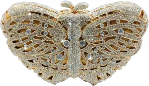 Boutique De FGG Butterfly Clutch Minaudiere Bag Women Rhinestone Evening Handbags Bridal Wedding Crystal Clutch Purse,Mini