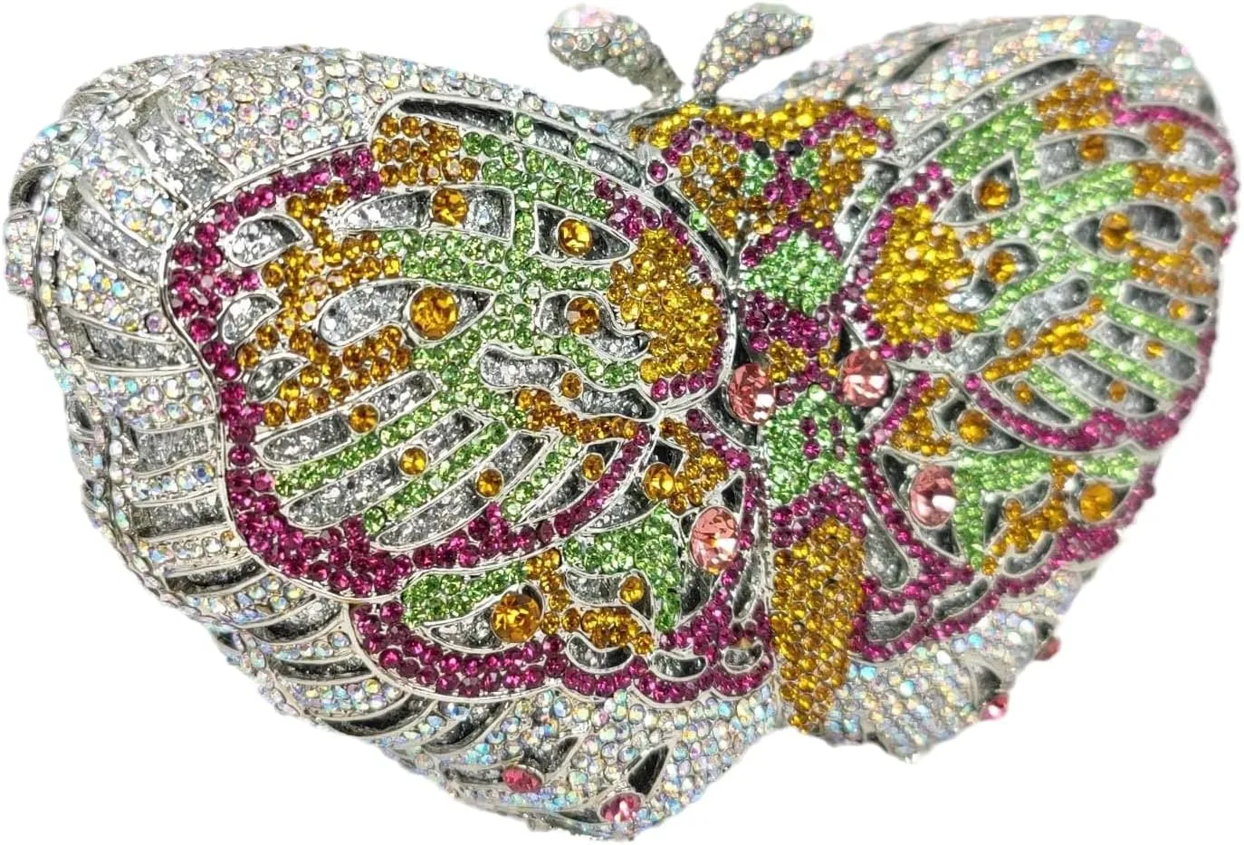 Boutique De FGG Butterfly Clutch Minaudiere Bag Women Rhinestone Evening Handbags Bridal Wedding Crystal Clutch Purse,Mini
