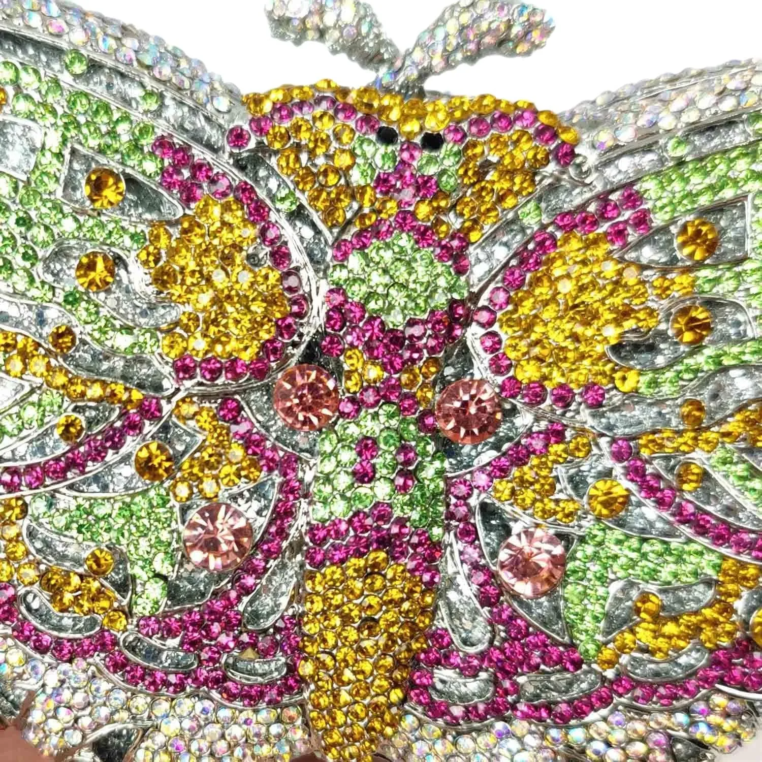Boutique De FGG Butterfly Clutch Minaudiere Bag Women Rhinestone Evening Handbags Bridal Wedding Crystal Clutch Purse,Mini