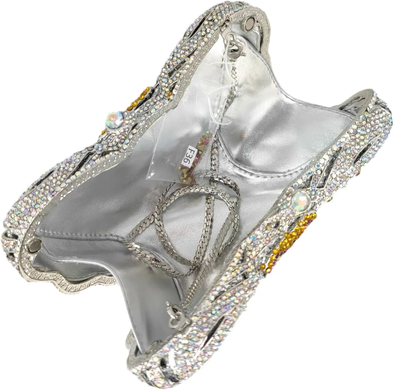 Boutique De FGG Butterfly Clutch Minaudiere Bag Women Rhinestone Evening Handbags Bridal Wedding Crystal Clutch Purse,Mini