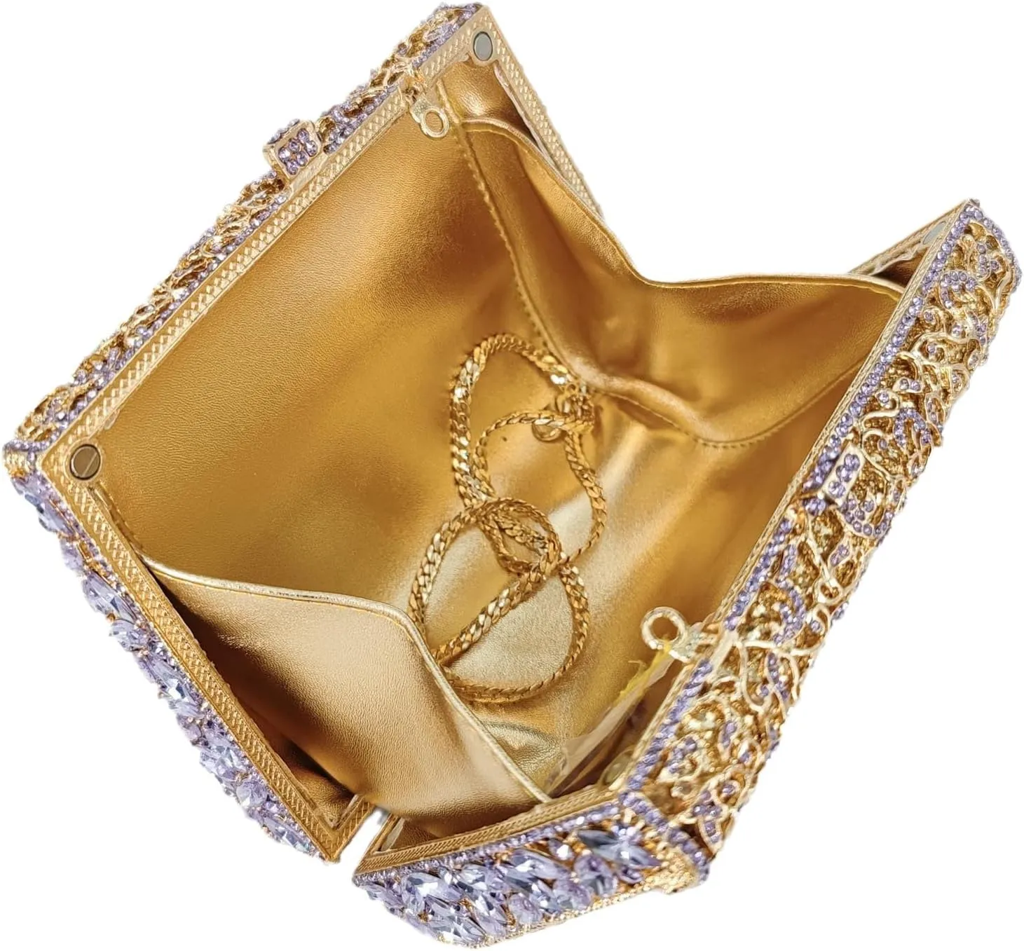 Boutique De FGG Crystal Clutch Purse for Women Formal Evening Handbags Rhinestone Clutch Bag Wedding Party Handbags,Mini