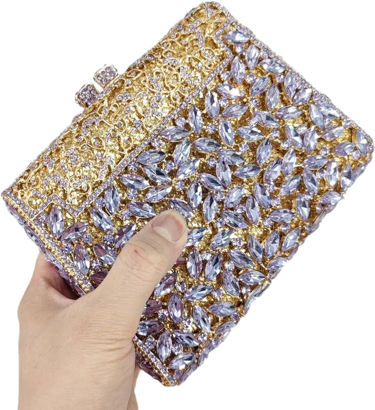Boutique De FGG Crystal Clutch Purse for Women Formal Evening Handbags Rhinestone Clutch Bag Wedding Party Handbags,Mini