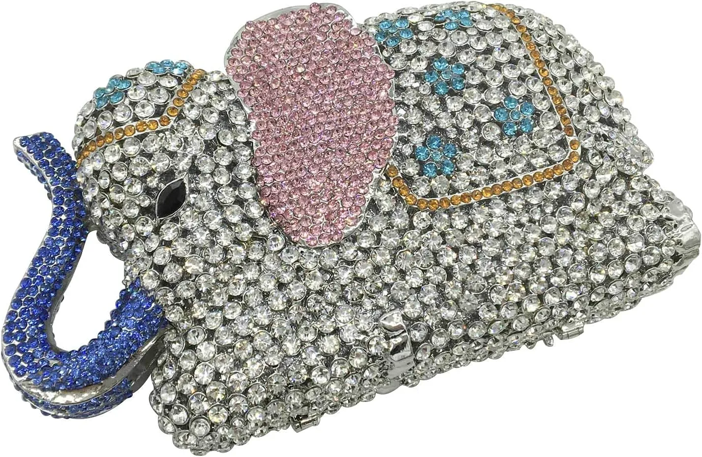 Boutique De FGG Elephant Crystal Clutch Bags Women Animal Rhinestone Evening Handbags Bridal Party Crystal Clutch Purse,Mini