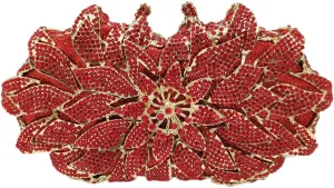 Boutique De FGG Flower Rhinestones Clutch Evening Bags for Women Formal Party Crystal Clutch Purse Wedding Handbags,Mini