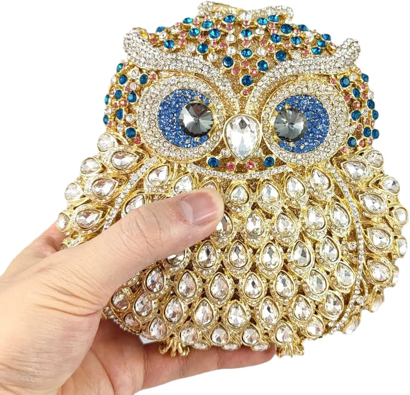 Boutique De FGG Owl Crystal Clutch Bag Animal Evening Handbags Women Formal Party Rhinestone Clutch Purse,Mini
