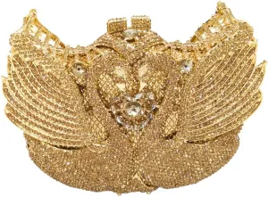 Boutique De FGG Swan Crystal Clutch for Women Evening Handbags Wedding Party Rhinestone Clutch Purse Animal Minaudiere,Mini