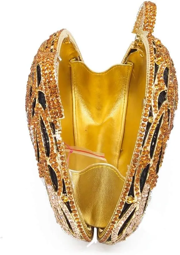 Boutique De FGG Tiger Clutch Purse for Women Animal Crystal Evening Bag Formal Party Rhinestone Handbag Prom Clutch Bag,Mini
