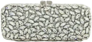 Boutique De FGG Women Crystal Clutch Bag Minaudiere Box Handbag Party Prom Rhinestone Clutch Purse Wedding Bag, Mini