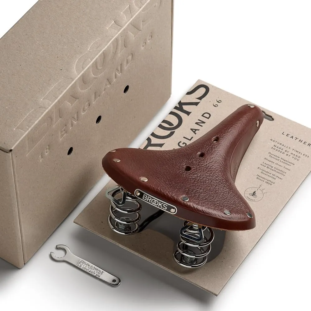 Brooks England B67, Leather Bike Saddle with Suspension Springs