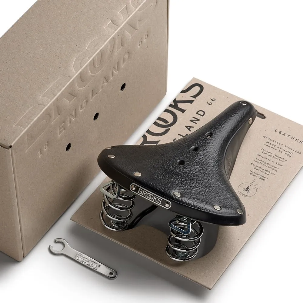 Brooks England B67, Leather Bike Saddle with Suspension Springs