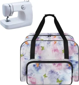 Butterfly Sewing Machine Carrying Case - Modern Tote Bag Accessories Organizer with Sturdy Handles Large Capacity Sewing Machine Cover Case Protection - Light Pink