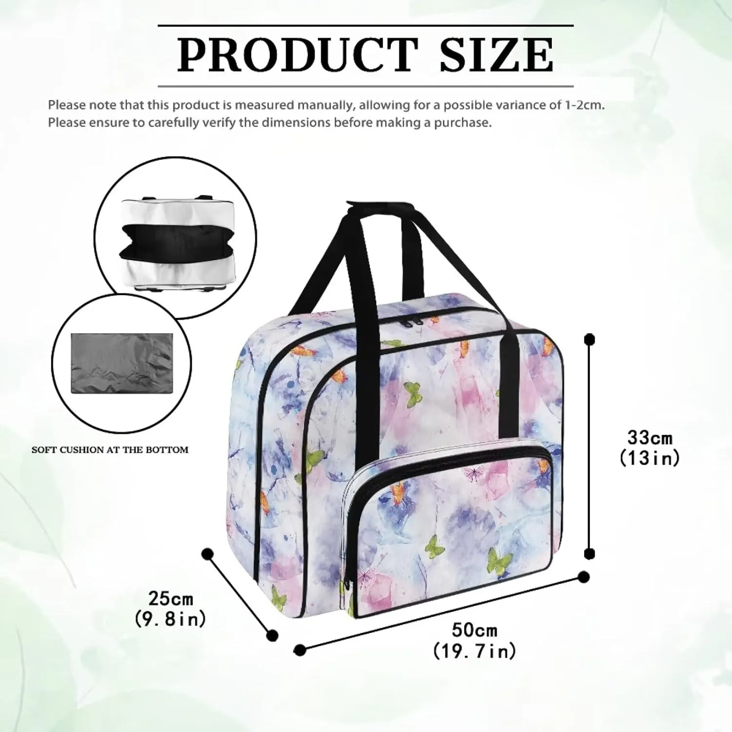 Butterfly Sewing Machine Carrying Case - Modern Tote Bag Accessories Organizer with Sturdy Handles Large Capacity Sewing Machine Cover Case Protection - Light Pink