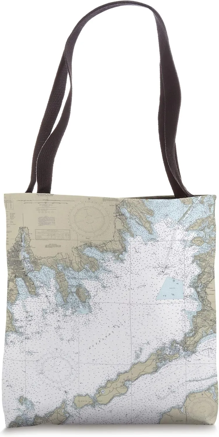Buzzards Bay MA Map Tote Bag
