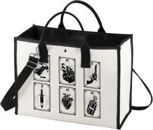 BWWKTOP Bookworm Crow Tote Bag Book Lovers Gift Crows Shoulder Bag Reusable Bag For Bookish Book Nerds