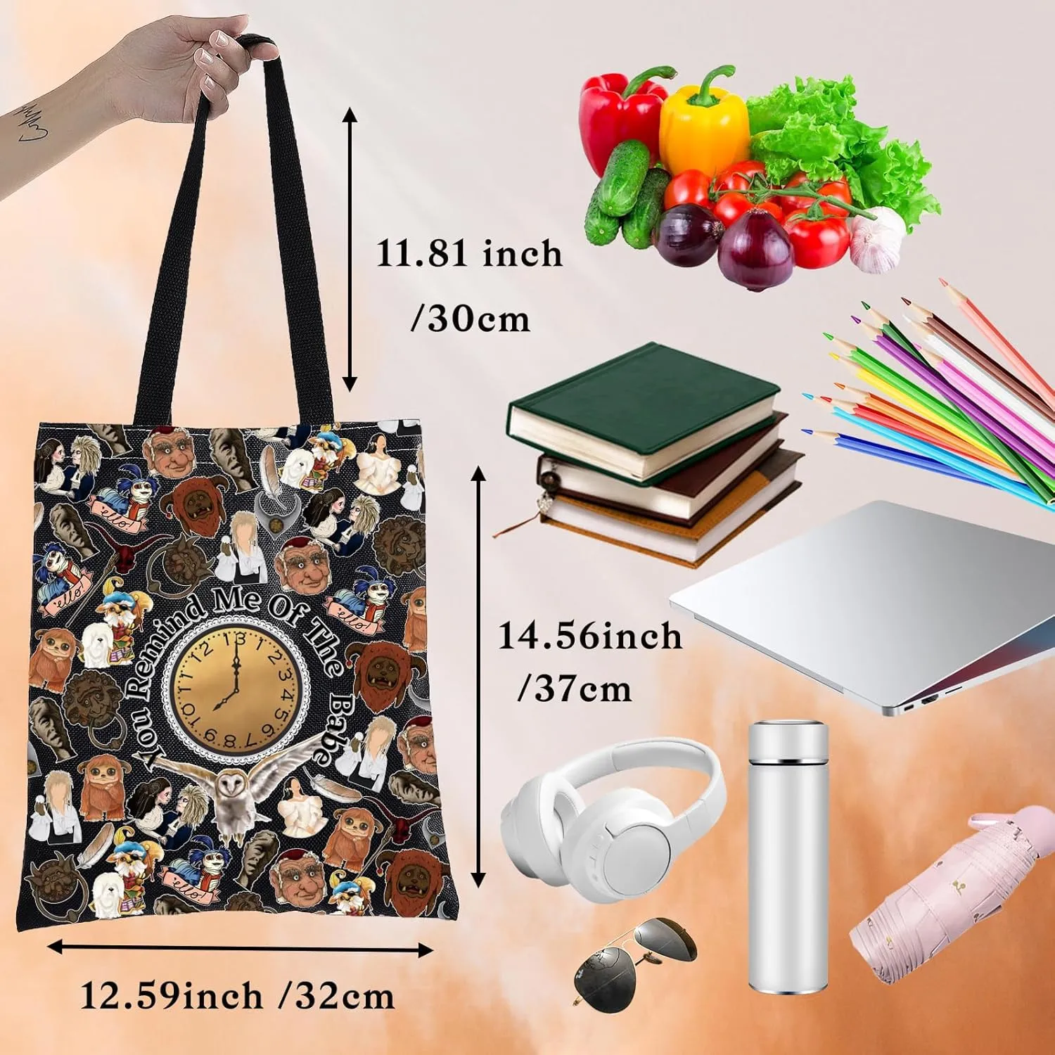 BWWKTOP Sarah & Jareth Tote Bag Wiseman & Goblin Fans Inspired Gift Ello Worm Shoulder Bag Sarah And Jareth Merch