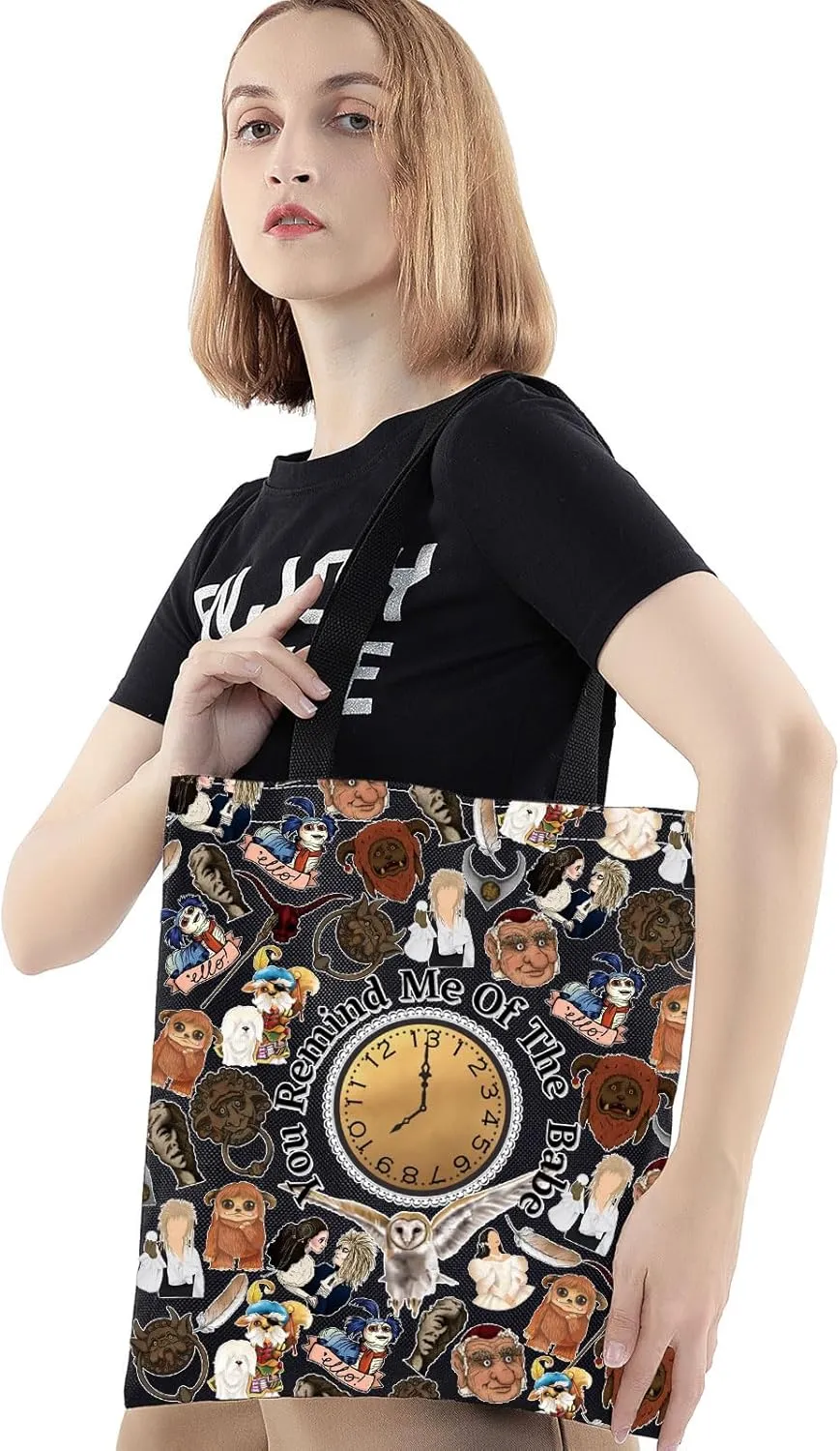 BWWKTOP Sarah & Jareth Tote Bag Wiseman & Goblin Fans Inspired Gift Ello Worm Shoulder Bag Sarah And Jareth Merch