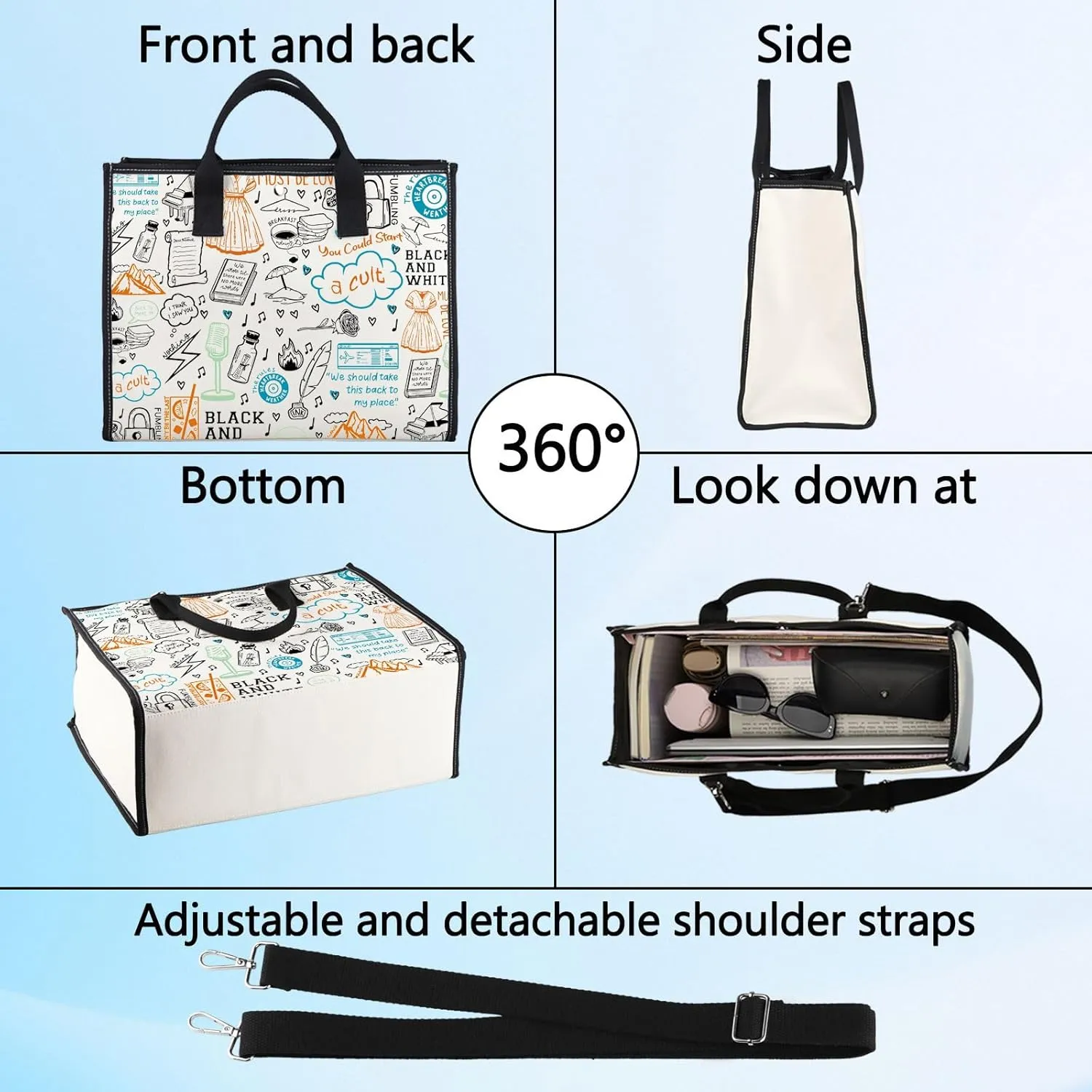 BWWKTOP Singer Lyrics Tote Bag Album Gifts Song Lyrics Inspired Shoulder Bag Merchandise (Must Be Love BG)