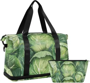 Cabbage. Realistic. Large Travel Duffel Luggage Weekender Travel Overnight Bag with Toiletry Bag for Gym Large Capacity