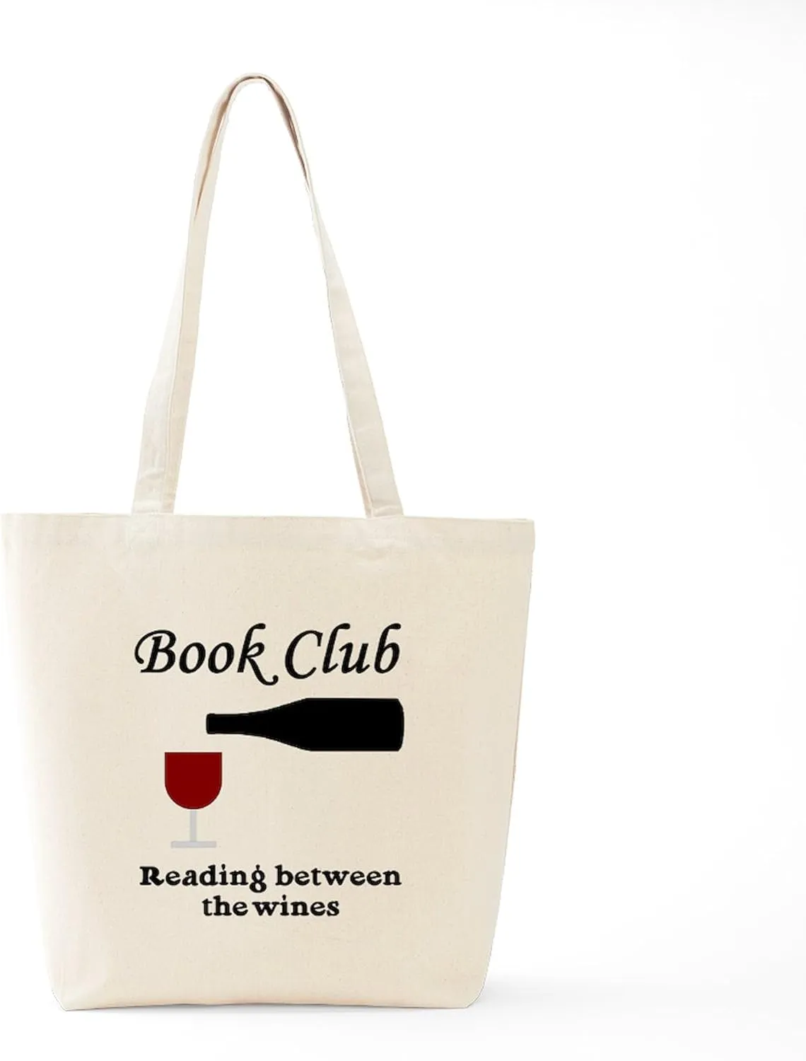 CafePress Book Club Reading Between The Tote Bag Reusable Natural Beige Canvas Shopping Bag