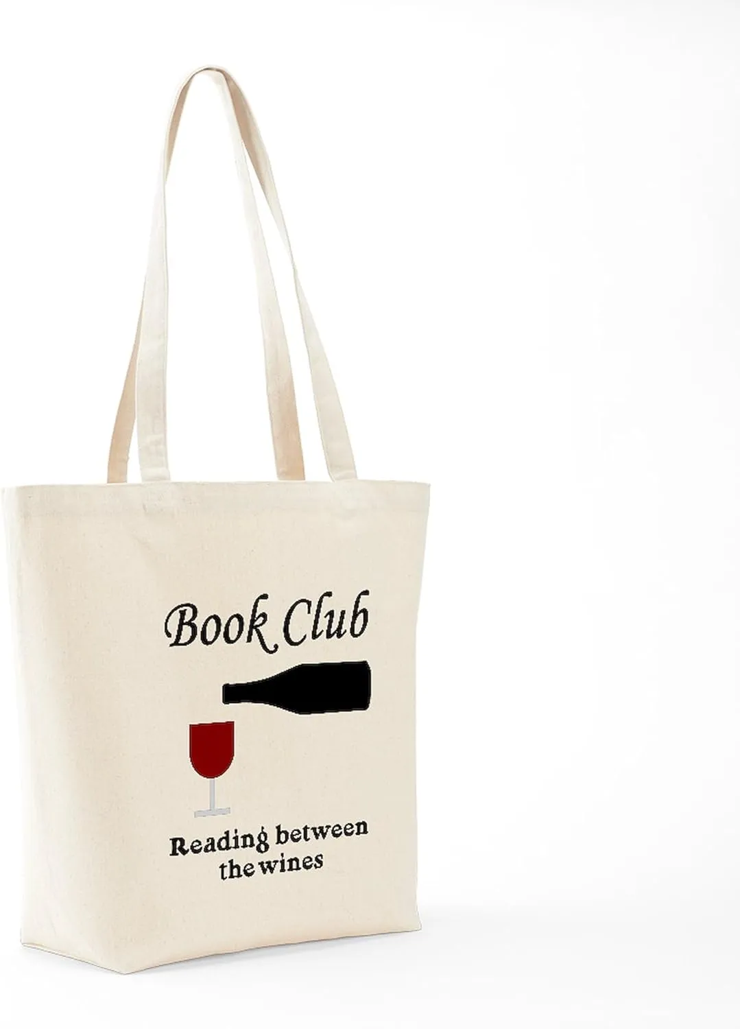 CafePress Book Club Reading Between The Tote Bag Reusable Natural Beige Canvas Shopping Bag