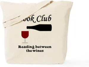 CafePress Book Club Reading Between The Tote Bag Reusable Natural Beige Canvas Shopping Bag