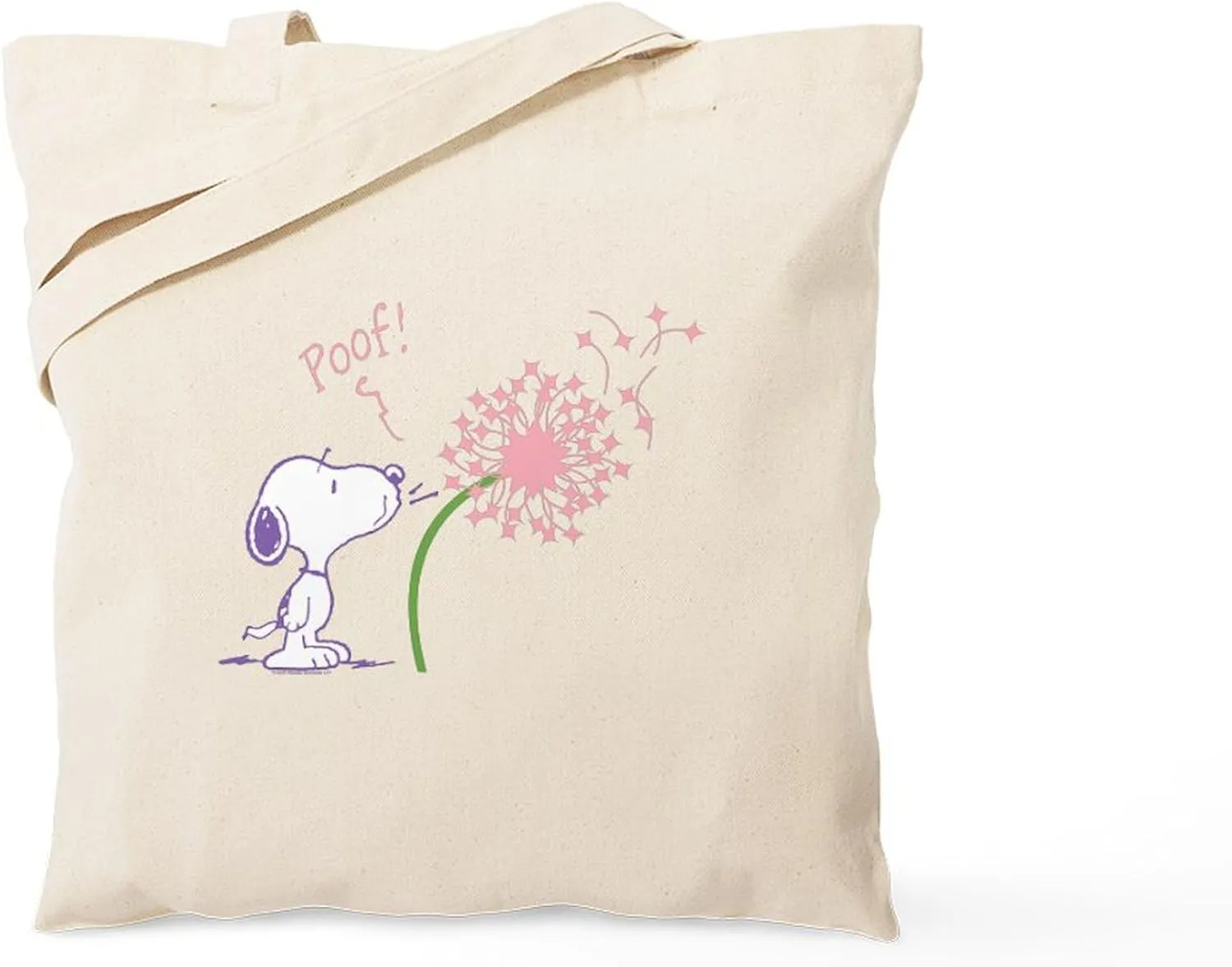 CafePress Snoopy Dandelion Natural Canvas Tote Bag, Reusable Shopping Bag