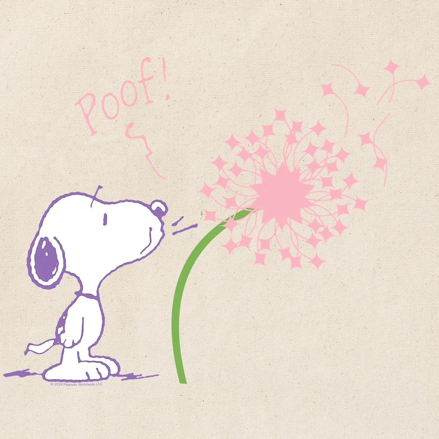 CafePress Snoopy Dandelion Natural Canvas Tote Bag, Reusable Shopping Bag